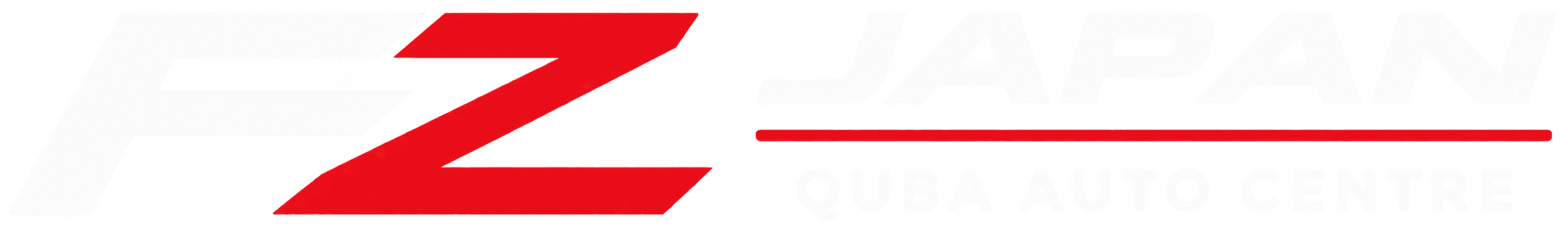 FZ Japan automotive showroom banner at Quba Auto Centre logo